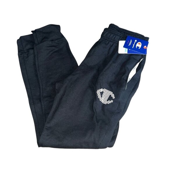 Champion Power Blend BeeHive Patch Sweat Pants Sz Medium Black Womens Soft - Picture 4 of 13